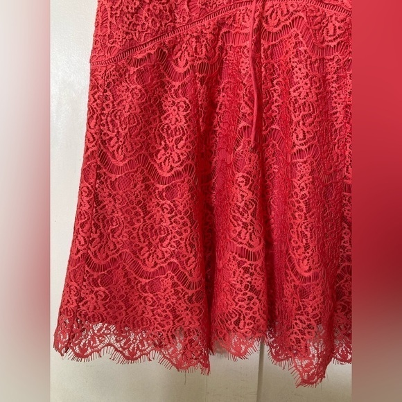 ADELYN Rae fit and flare sleeveless coral pink lace lined tie front dress Small - Picture 7 of 14